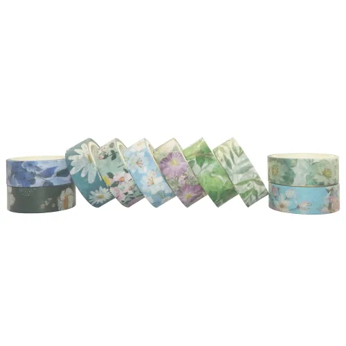 Miniatura 4 de YUBBAEX Juego de 10 rollos de cinta washi de flores primaverales para enmascarar cintas decorativas (tono frío)