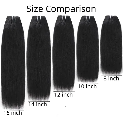 Miniatura 4 de Paquetes de cabello humano corto de 8 pulgadas 10A, pelo brasileño lacio virgen 100% cabello humano liso sin procesar, 4 paquetes 50g/Und