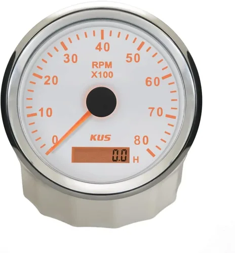 Miniatura 3 de KUS Tacómetro universal de 3.346 in 0-8000 RPM Contador REV con medidor de horas para motor de gasolina 12V/24V con retroiluminación