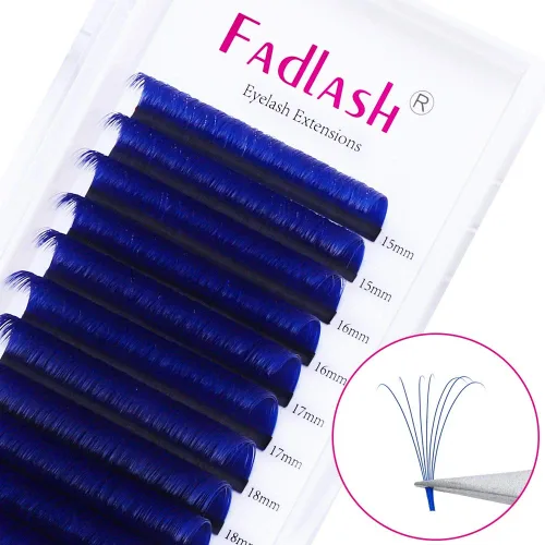 Miniatura 4 de FADLASH - Extensiones de pestañas con volumen, rizo D, bandeja mixta de 15-20mm, color azul, visón, extensiones de pestañas auto aplicables