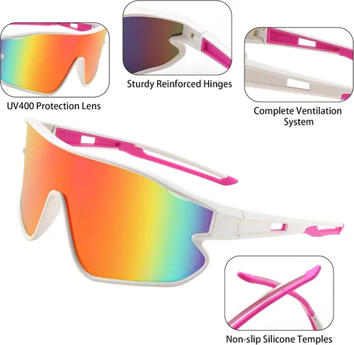 Miniatura 4 de FEISEDY Gafas de sol unisex para jóvenes, gafas de sol de béisbol y tenis, UV400 deportivas para niños y niñas, pantallas de ciclismo B4064