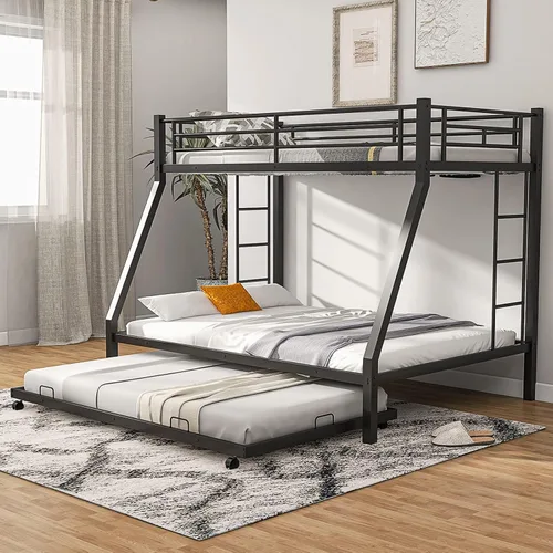 Miniatura 15 de Giantex Literas de metal tamaño individual sobre matrimonial, litera resistente para adolescentes y adultos con escalera y barandillas, litera