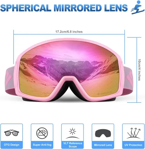 Miniatura 2 de Gafas de esquí y snowboard OTG, gafas antiniebla HD espejadas para hombres y mujeres