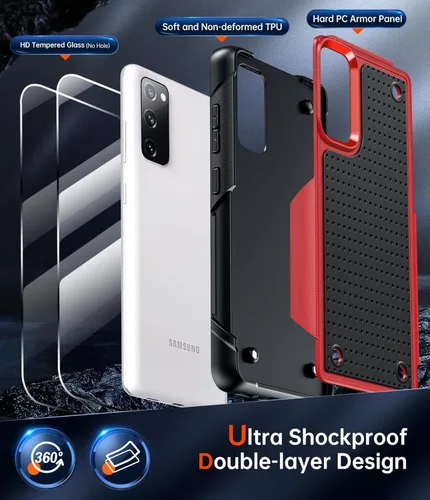 Miniatura 2 de LeYi Funda para S20 FE 5G: Funda para teléfono Galaxy S20 FE 5G con protectores de pantalla [2 unidades], resistente a prueba de golpes, de doble