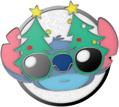 Miniatura 5 de PopSockets - Agarre para teléfono con soporte expandible, agarre adhesivo, Lilo & Stitch - Enamel Holiday Stitch