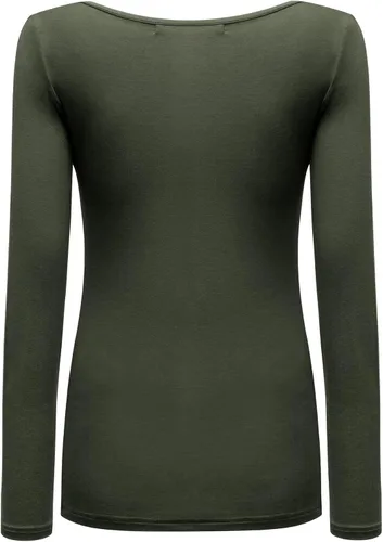 Miniatura 4 de OThread & Co. Camiseta de manga larga con cuello en V, para mujer, con capa básica, de licra