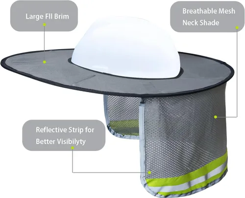 Miniatura 3 de Topbuti Paquete de 3 sombreros de malla de ala completa, parasol de cuello de alta visibilidad con rayas reflectantes para cascos