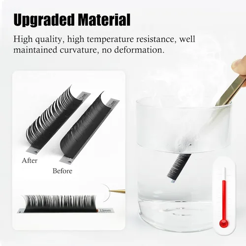 Miniatura 7 de Extensiones de pestañas individuales clásicas, 20 filas/bandeja de 0.315 in, rizo D de 0.003 in, pestañas de volumen suaves naturales individuales