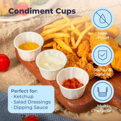 Miniatura 5 de Fit Meal Prep [Paquete de 500] Vasos de papel tratado de 0.75 onzas para porciones de soufflé para muestras de condimentos para medir gelatina shots