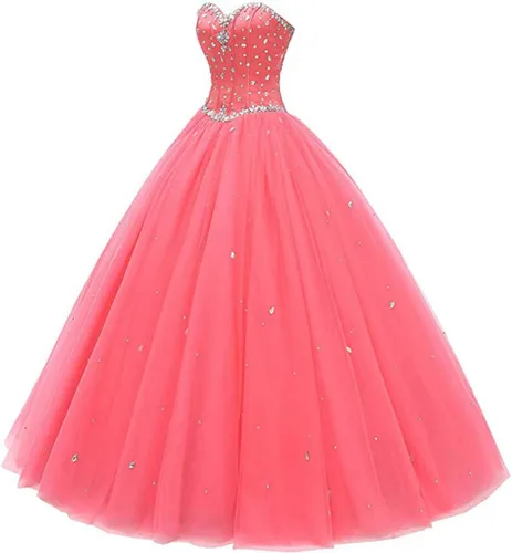Miniatura 2 de Likedpage - Vestido de tul con escote de corazón para mujer, diseño para bailes, fiestas, graduaciones y quinceañeras