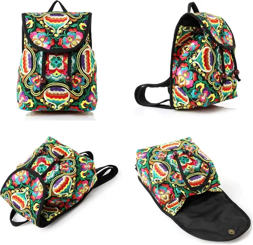 Miniatura 7 de Goodhan - Mochila de viaje para mujer, diseño clásico de bordado étnico