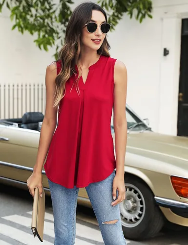 Miniatura 6 de Newchoice Camisetas sin mangas para mujer, cuello en V, sin mangas, para verano, holgadas, casuales, tallas S a 3XL