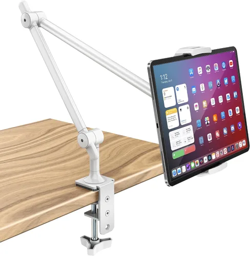 Miniatura 10 de AboveTEK Soporte para Tablet para Escritorio y Cama, Brazo de Aluminio para iPad con Abrazadera Giratoria de 360°, Soporte para Teléfono Ajustable