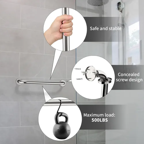 Miniatura 3 de Barra de agarre para ducha de acero inoxidable de 16 pulgadas, mango de ducha cromado ZUEXT, barra de equilibrio para baño, barra de soporte de Cromo