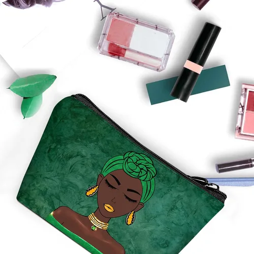 Miniatura 6 de Bolsa de maquillaje Melanin para mujer, bolsa de cosméticos impresa portátil, bolsa de aseo de viaje, bolsa organizadora de maquillaje para mujeres
