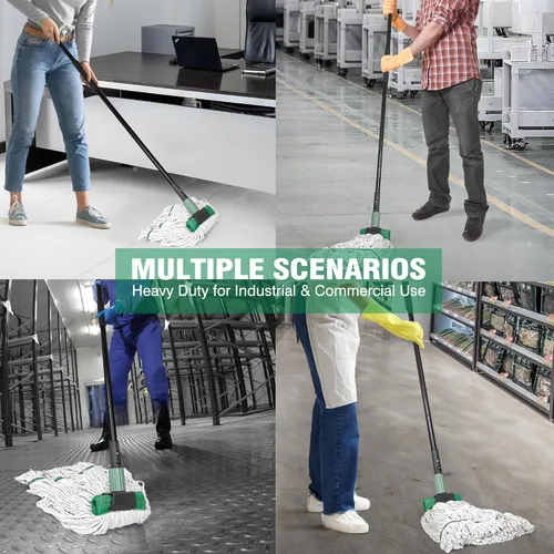 Miniatura 4 de Trapeador resistente para limpieza de suelos, trapeador comercial industrial con mango de 57.5 pulgadas de largo, mopas de algodón húmedo con cuerda