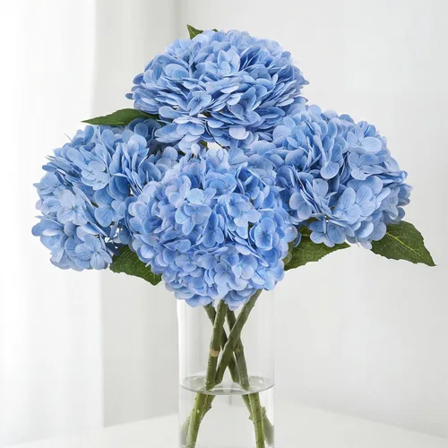 Miniatura 10 de JPSOR 40 cabezas artificiales de seda de hortensias con tallos, flores falsas para el día de la madre, boda, centro de mesa, hogar, jardín, Blanco