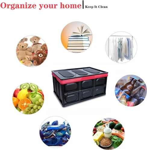 Miniatura 8 de GUOZI Contenedor de almacenamiento plegable de 30 litros con tapa, caja de almacenamiento plegable de plástico duradero, contenedor organizador