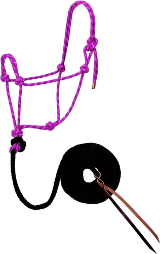 Miniatura 8 de Weaver Leather Cuerda trenzada de diamante halter y plomo Rosa brillante/Oro/Turquesa