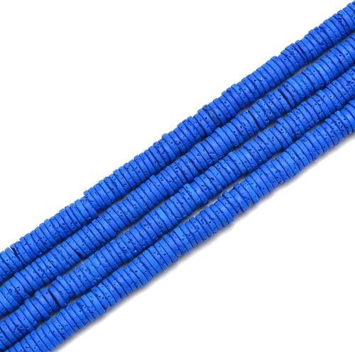 JM Design Azul oscuro Piedra de lava Heishi Discos Granos Tamaño 0.079x0.157 in 15.5 '' Strand para la fabricación de joyas
