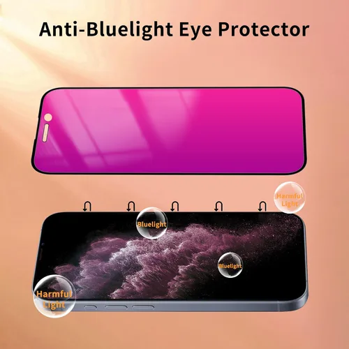 Miniatura 4 de Paquete de 2 protectores de pantalla de privacidad para iPhone 11 Pro Max/XS Max, vidrio templado antiespía, efecto espejo colorido degradado