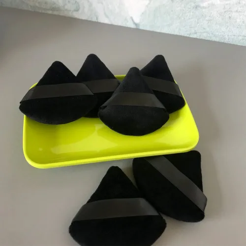 Miniatura 7 de 6 esponjas de maquillaje en polvo cosmético para base de algodón, almohadillas de maquillaje triangulares suaves, esponjas de maquillaje negras