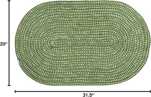 Miniatura 2 de USTIDE Alfombra trenzada, ovalada de cuerda de algodón, lavable a mano, alfombra de cuerda suave para entrada, cocina, baño, mesita de noche, Verde