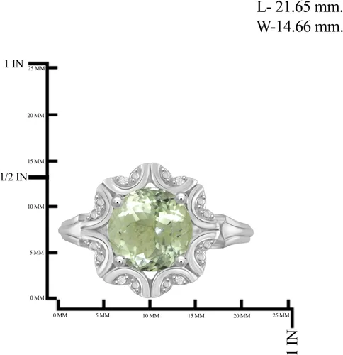 Miniatura 4 de JEWELEXCESS Anillo de diamantes blancos con amatista verde y acento de 2,58 quilates en plata de ley