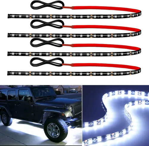 Miniatura 7 de Tira de luz LED de 12 V conectable de 24 pulgadas, tira de luces LED rojas para automóvil, carrito de golf, motocicleta, barco, gabinete, tira