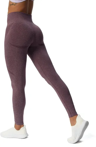 Aoxjox Leggings de entrenamiento sin costuras para mujer, con contorno de sonrisa, cintura alta, pantalones de yoga para gimnasio