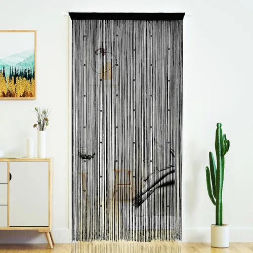 Miniatura 19 de YaoYue Cortina de Hilos con Cuentas para Puerta, Cortinas de Hilos para Puerta, con Borlas, Cuentas, Franja Colgante, Divisores de Habitación