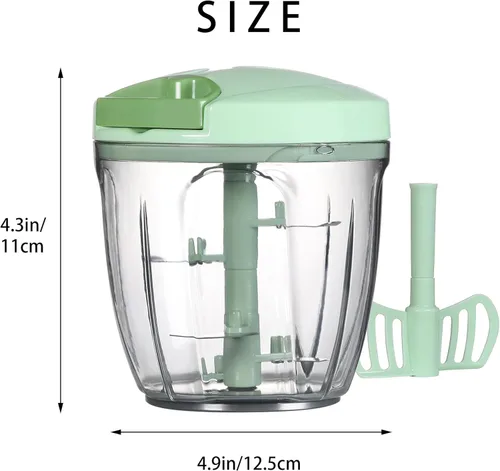 Miniatura 7 de Ourokhome Molinillo de ajo, picador de cebolla, procesador manual 2 en 1, portátil y rápido, con cuerda, para verduras, jengibre, frutas, frutos