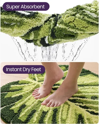 Miniatura 8 de DEXI Leaf - Alfombras de baño Monstera, 23.5 x 31.5 pulgadas, suaves, esponjosas y lindas con parte trasera antideslizante, alfombra de baño lavable