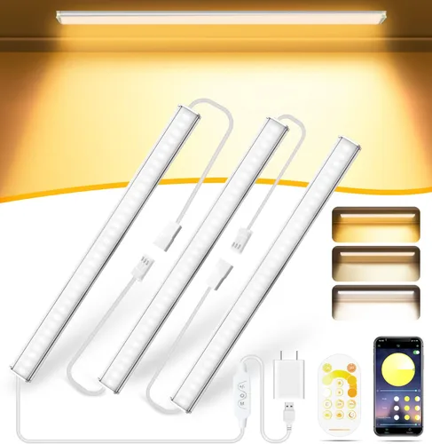 Daymeet Iluminación regulable de 12 pulgadas ultra delgada para debajo del gabinete, luces debajo del gabinete enchufables, barra de luces LED súper