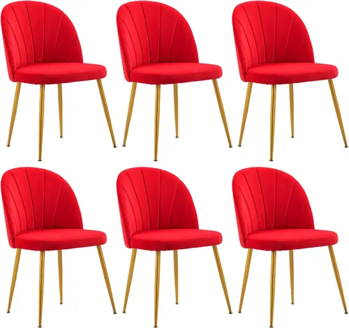 Miniatura 29 de Juego de 4 sillas de comedor de terciopelo, sillas de comedor modernas tapizadas de mediados de siglo, silla de acento sin brazos con patas doradas