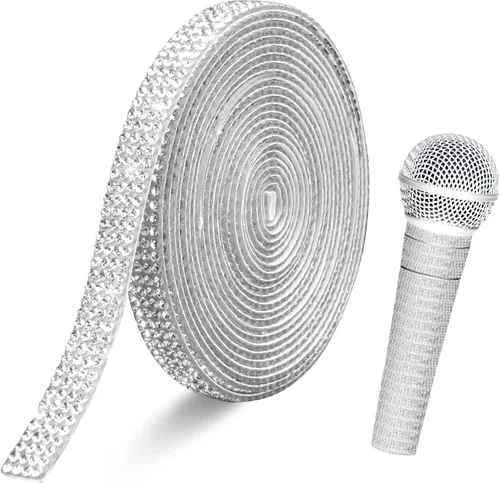 Miniatura 9 de Cinta de diamantes de imitación de 6 filas de diamantes de imitación de 0.6 pulgadas, tiras de diamantes de imitación autoadhesivas de 3 yardas