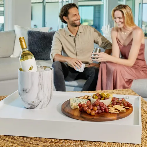 Miniatura 4 de SNOWFOX Cubo de hielo de acero inoxidable con aislamiento al vacío de alta calidad con tapa/pinzas, parte inferior sin goma, accesorios de bar