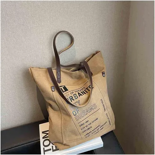 Miniatura 5 de MOMEITU Bolso tote de lona Crossbody Bolso grande Bolso de hombro retro Bolso de mano estético Bolso grande Bolso de mano de hadas Grunge, Marrón