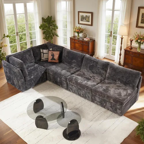 Miniatura 31 de Sofá Seccional Modular Sofá Nube - Sofás Seccionales Cómodos de Gran Tamaño en Forma de L para Sala de Estar, Sofá Cama Sleeper Convertible