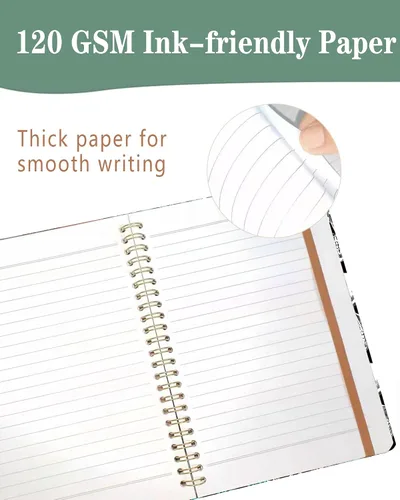 Miniatura 4 de Cuaderno de espiral A5, lindo cuaderno para mujeres y hombres, cuaderno de tapa dura con rayas universitarias para trabajo y toma de notas, 60