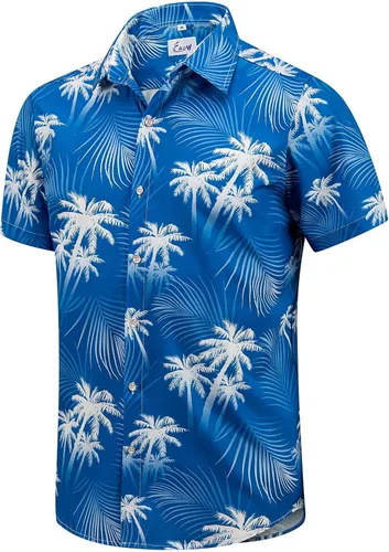 Miniatura 17 de EUOW - Camisas hawaianas para hombre de manga corta con botones, estampadas para la playa y el verano