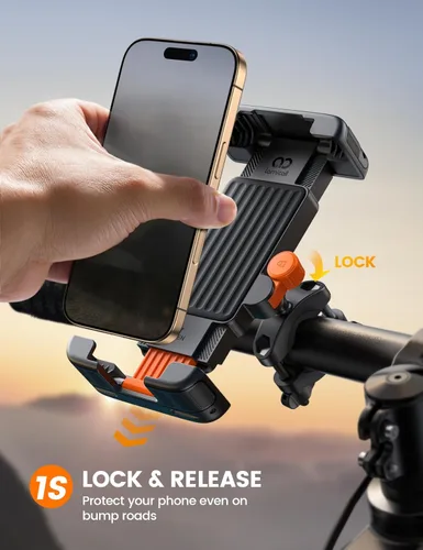 Miniatura 2 de Lamicall Soporte para Teléfono de Bicicleta y Motocicleta - [Bloqueo Rápido 1s] Clip Portátil para Teléfono Celular de Bicicleta, Abrazadera