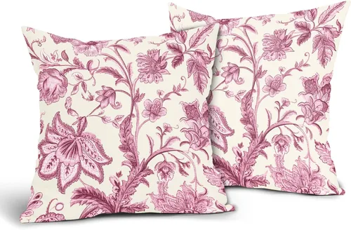 Miniatura 9 de Sweetshow Juego de 2 fundas de almohada florales vintage de 16 x 16 pulgadas, fundas de almohada florales negras y grises, fundas de almohada