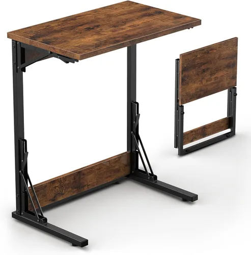Miniatura 12 de Tatub Mesa auxiliar plegable en forma de C de 24 pulgadas, escritorio lateral pequeño para computadora portátil, mesa de bandeja de TV para sala