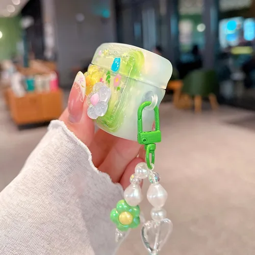 Miniatura 7 de Funda para Airpod Pro 2/1, linda flor 3D con llavero funda protectora de TPU transparente compatible con AirPods Pro de 2ª y 1ª generación, funda
