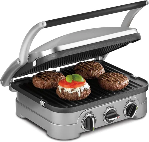 Cuisinart Griddler - Parrilla de interior, prensa panini, sandwichera y más, parrilla 5 en 1, platos de cocina antiadherentes aptos para