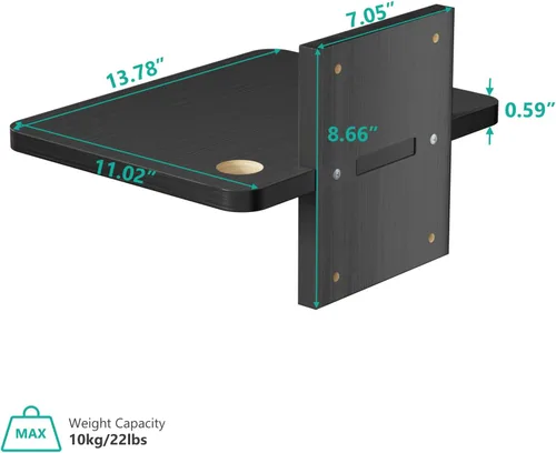 Miniatura 2 de WALI Estante flotante para TV y proyector, hasta 22 libras, soporte flotante negro para TV, soporte para DVD, soporte para proyector, soporte