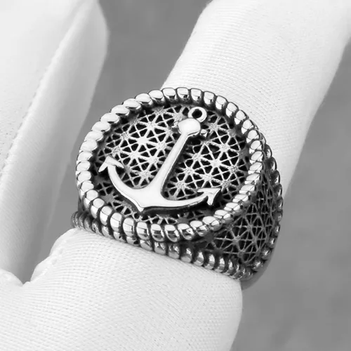 Miniatura 4 de Anillo de sello de anclaje de acero inoxidable Anillo de dedo de red de cuerda de anclaje náutico
