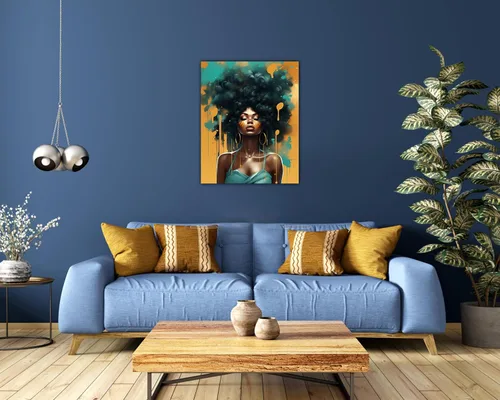 Miniatura 159 de Arte de pared afroamericano, decoración de rey y reina bailarín negro para sala de estar, arte de pareja de amor negro para dormitorio, lienzo
