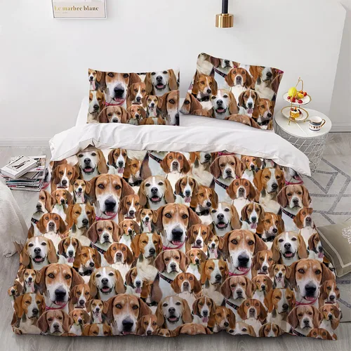 Miniatura 19 de Airedale Terrier - Juego de funda de edredón con estampado de cara de perro, juego de ropa de cama de 3 piezas, juego de funda de edredón suave